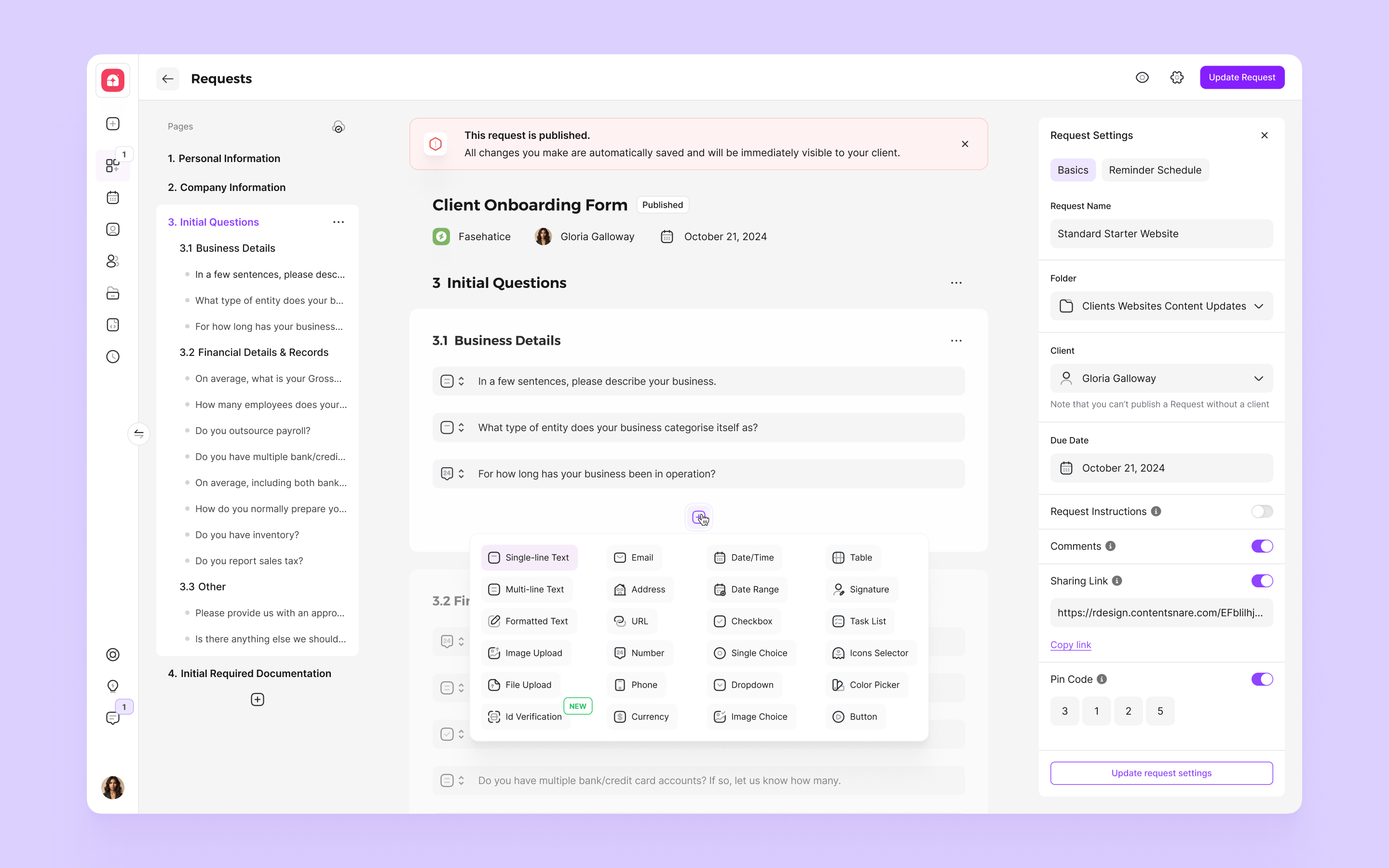 Request Builder Settings