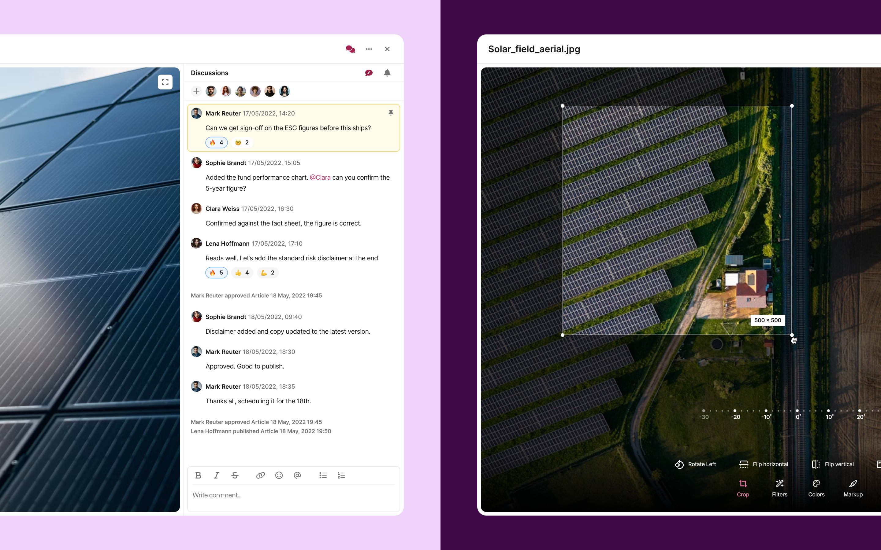 Discussions и Image Editor